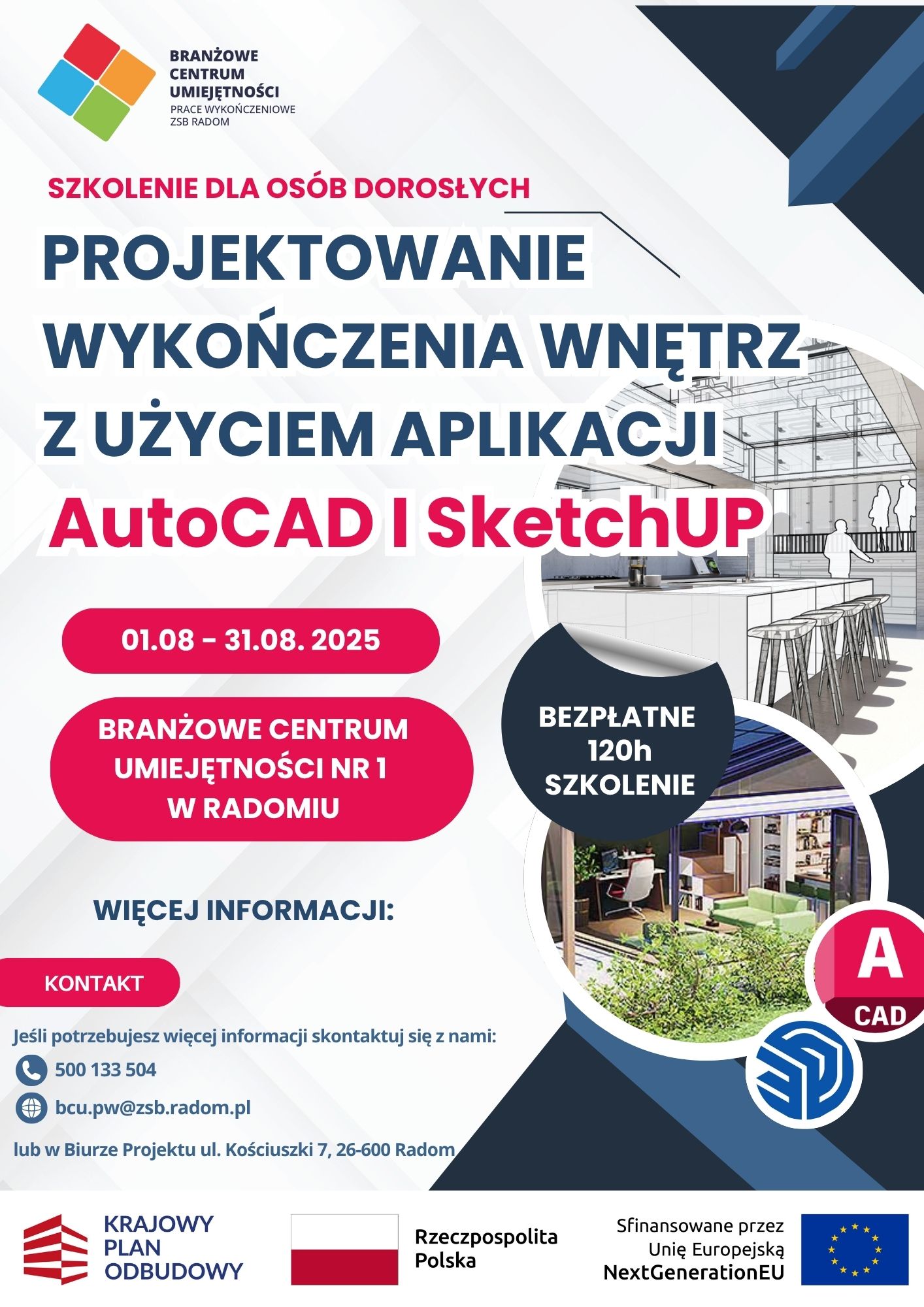 Szkolenie: Projektowanie wykończenia wnętrz z użyciem aplikacji AutoCAD i SketchUP